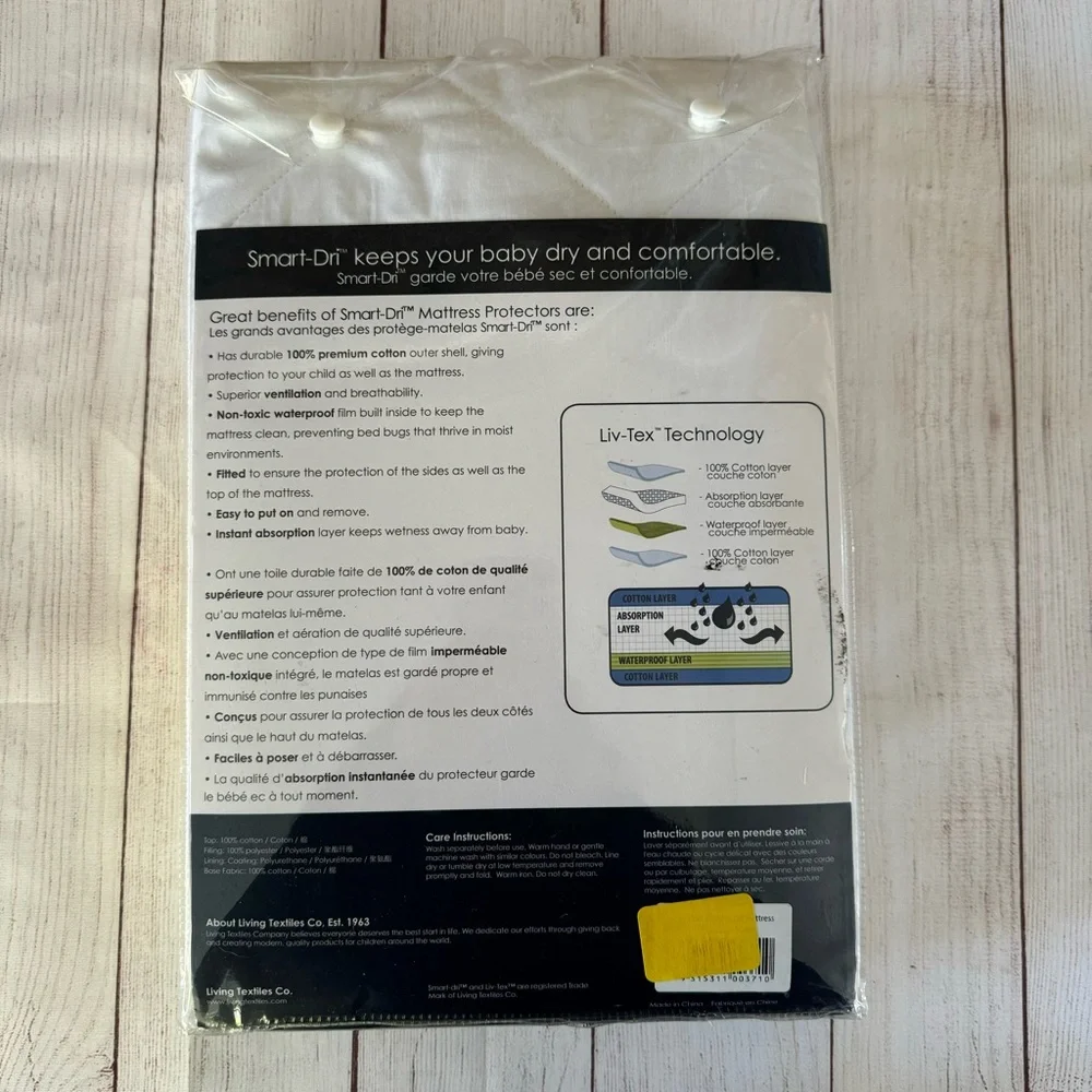 Smart-Dri by Living Textiles Waterproof Fitted Crib Mattress Protector NEW